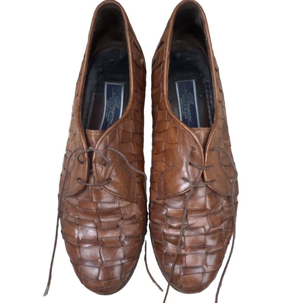 Cole Haan Men's Brown Leather Oxford Dress Shoes Lace-Up 9.5M Logo 3610